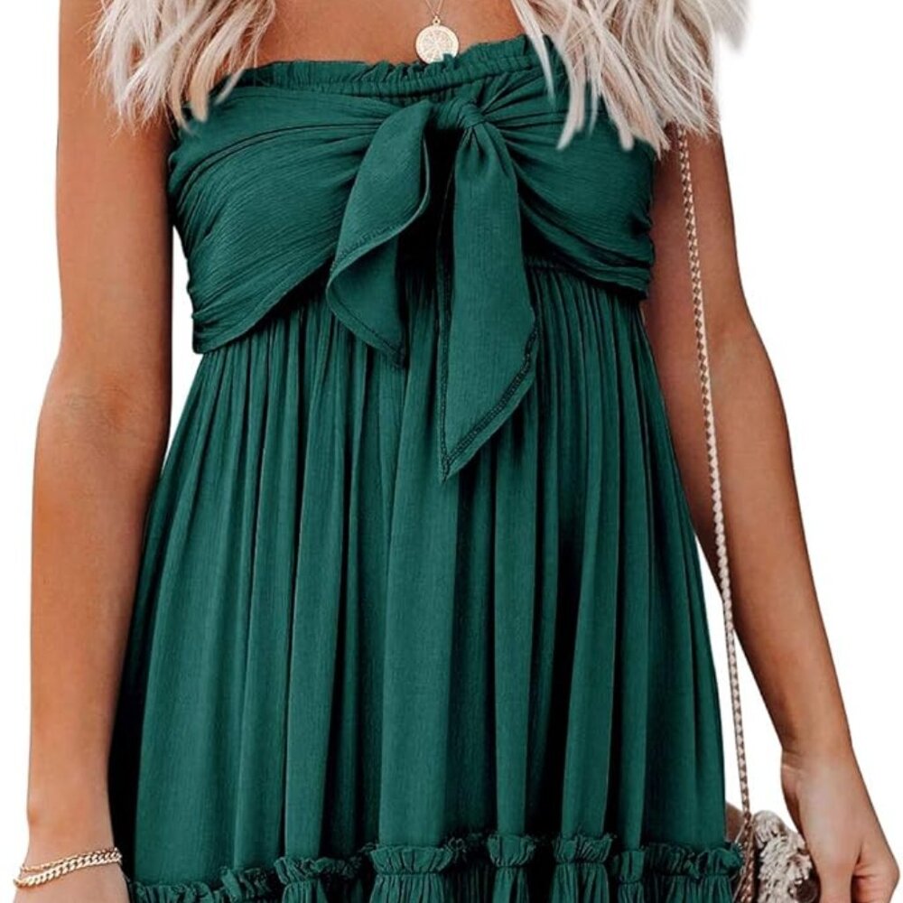 R. Vivimos Green Strapless Dress Size: M